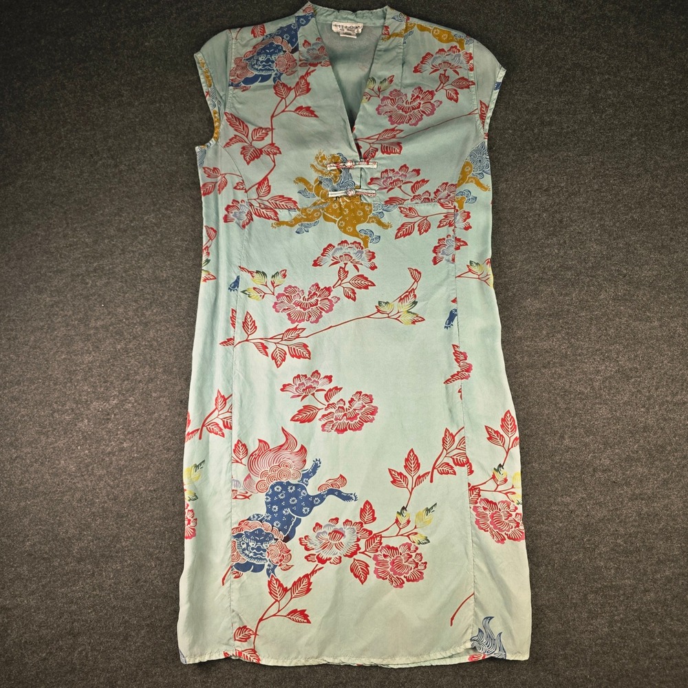 Citron Womens Midi Dress Kimono Style Mandarin Collar Floral Print Size M